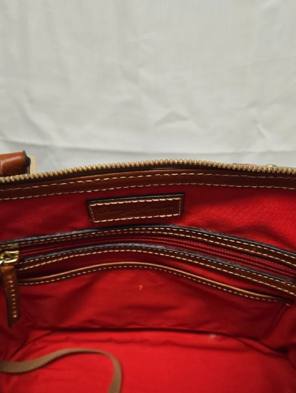 Dooney & Bourke Gray and Tan Leather Dome Satchel